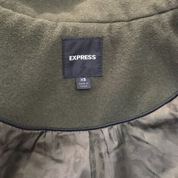 EXPRESS Dark Green Short Zip Up Pea Coat Size XS - Picture 4 of 11